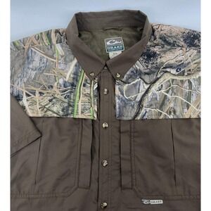Drake Waterfowl Shirt Mens 3XL Brown Camo Vented Hunting Outdoor Conceal Pockets